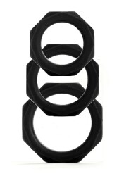 Octagon Rings 3 sizes Black